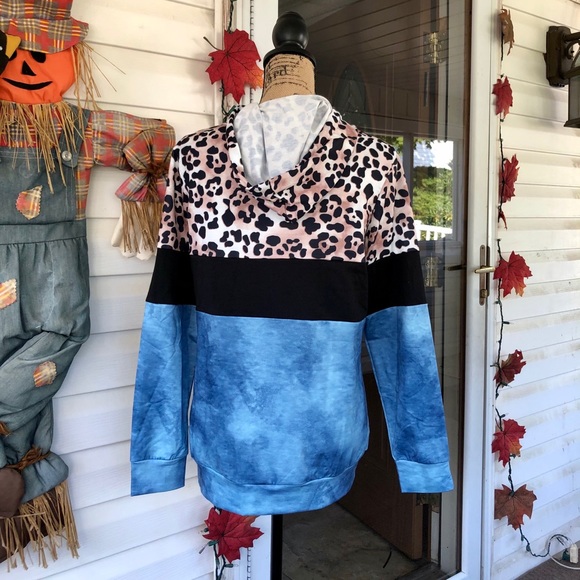 🍃LAST 1 Md💕NWT Colorblock Leopard Print Hoodie💕 - Picture 14 of 16